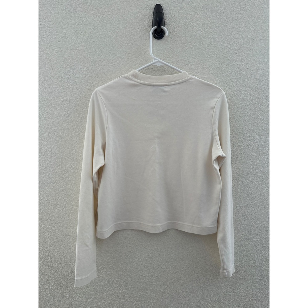 COS Off White Cream Heavyweight Cotton Long Sleeve Cropped Shirt Minimalist S - Picture 7 of 8